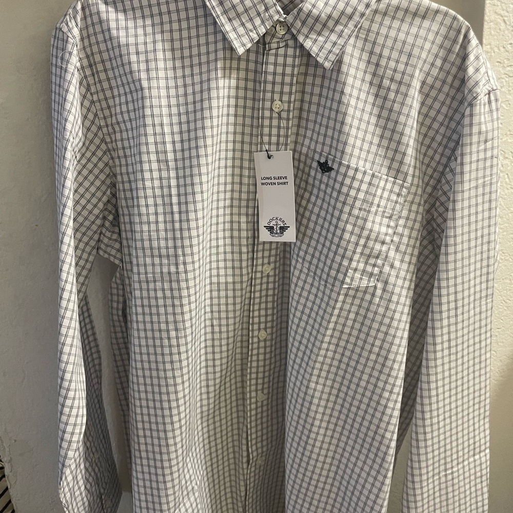 Men's White and Gray Checkered Shirt